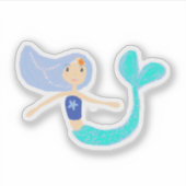 Pastel Periwinkle Mermaid Princess Seashells Pearl Aufkleber (Vorderseite)