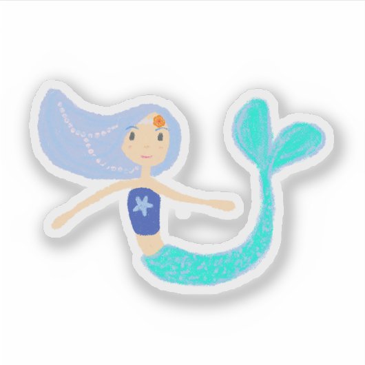 Pastel Periwinkle Mermaid Princess Seashells Pearl Aufkleber (Vorderseite)