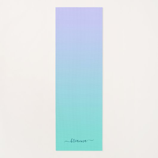 Pastel Periwinkle Turquoise Ombre Script Name Yogamatte (Vorderseite)
