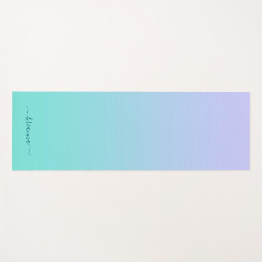 Pastel Periwinkle Turquoise Ombre Script Name Yogamatte (Vorderseite (Horizontal))