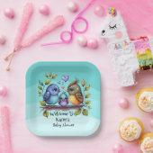 Pastel Personalisiert Baby Bird Dusche Pappteller (Party)