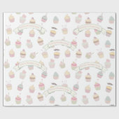 Pastel Personalisiert Cupcake Mustache Muster Geschenkpapier (Flach)