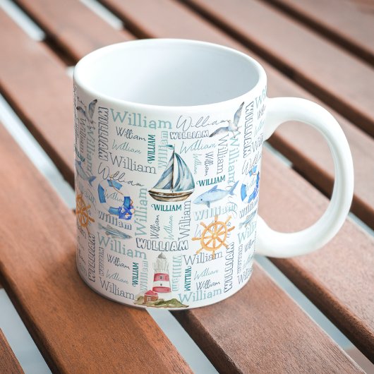 Pastel personalisierter Name Segel Kaffeetasse