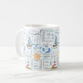 Pastel personalisierter Name Segel Kaffeetasse (Vorderseite Links)