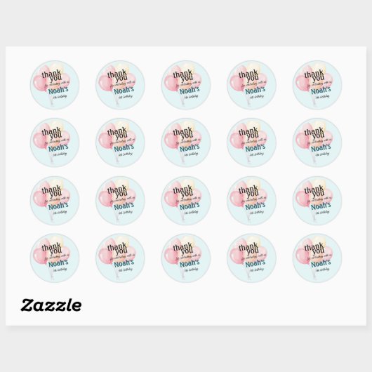 Pastel Personalized Birthday Sticker | Balloon (Blatt)