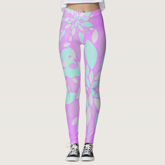 Pastel Petals Blume Muster Leggings (Vorderseite)