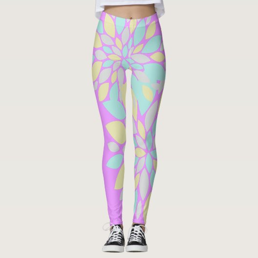 Pastel Petals Blume Muster Leggings (Vorderseite)