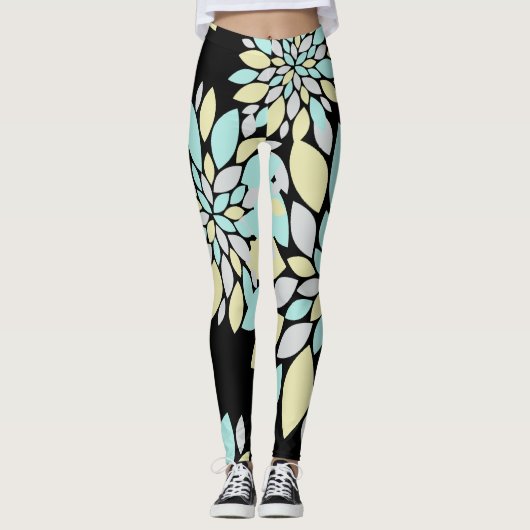 Pastel Petals Blume Muster Leggings (Vorderseite)