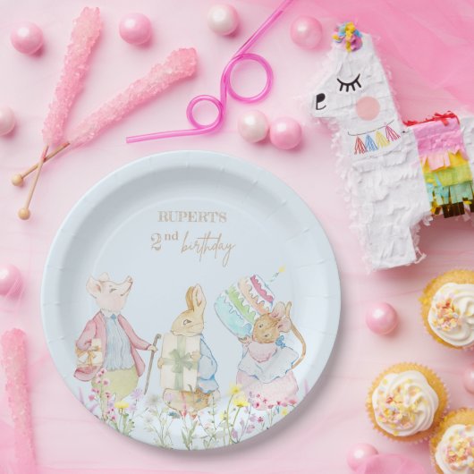 Pastel Peter der Kaninchen und Freunde zum Geburts Pappteller (Party)