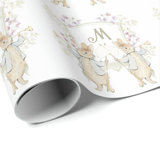 Pastel Peter der Rabbit Monogram Twins Baby Dusche Geschenkpapier (Rolleneckpunkt)