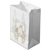 Pastel Peter der Rabbit Monogram Twins Baby Dusche Mittlere Geschenktüte (Vorderseite Schrägansicht)