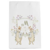 Pastel Peter der Rabbit Monogram Twins Baby Dusche Mittlere Geschenktüte (Vorderseite)
