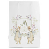 Pastel Peter der Rabbit Monogram Twins Baby Dusche Mittlere Geschenktüte (Rückseite)