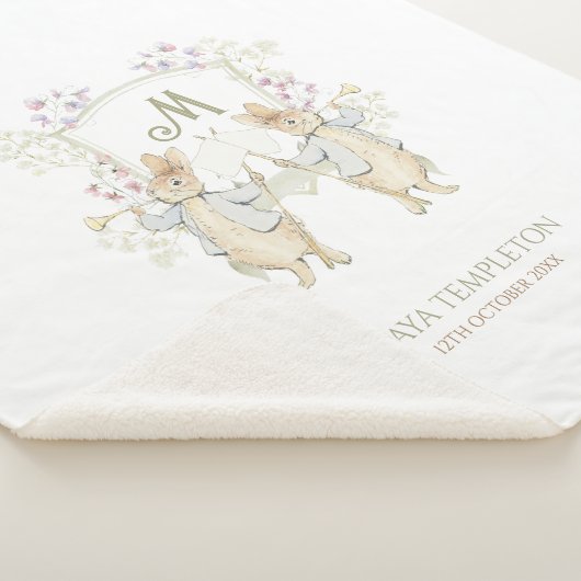 Pastel Peter der Rabbit Monogram Twins Baby Dusche Sherpadecke (3/4)