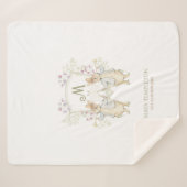 Pastel Peter der Rabbit Monogram Twins Baby Dusche Sherpadecke (Vorderseite (Horizontal))