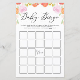 Pastel Pfirsiche und Blume Kinderdusche Bingo Game
