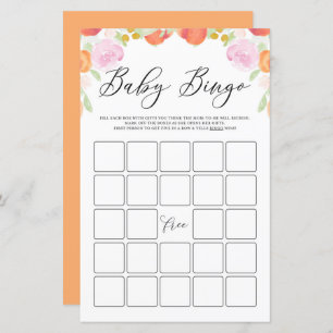 Pastel Pfirsiche und Blume Kinderdusche Bingo Game