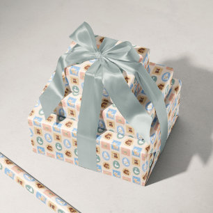 Pastel Picture Frame Woodland Baby Animals Geschenkpapier