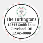 Pastel Pine Cones Xmas Segen Rücksendeadresse Runder Aufkleber (Vorderseite)