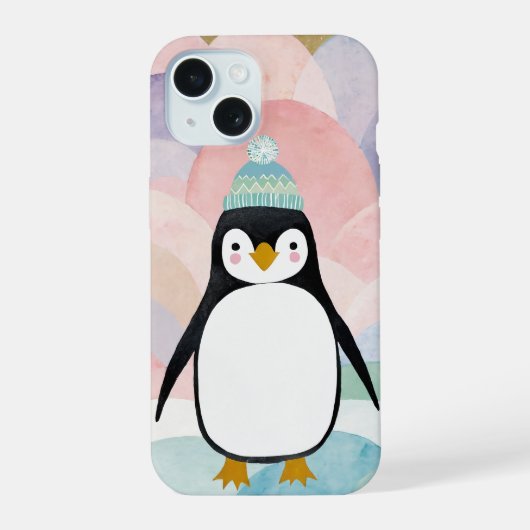 Pastel-Pinguin-Gipfel iPhone 15 Hülle (Rückseite)