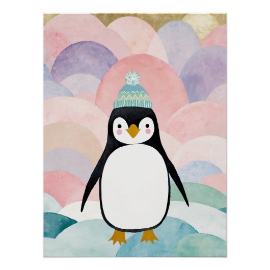 Pastel-Pinguin-Gipfel Poster (Vorderseite)