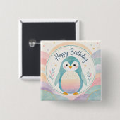 Pastel-Pinguin-Regenbogen-Geburtstagsfeier Button (Vorne & Hinten)