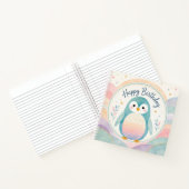 Pastel-Pinguin-Regenbogen-Geburtstagsfeier Notizblock (Innenseite)