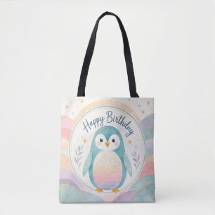 Pastel-Pinguin-Regenbogen-Geburtstagsfeier Tasche