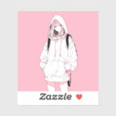 Pastel Pink シール|寿司娘ステッカー GenerativeAI Aufkleber (Blatt)