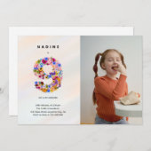 Pastel Pink 9. Geburtstag Blumenladen Foto Einladung (Vorne/Hinten)