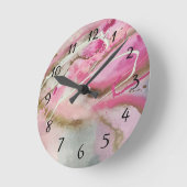 Pastel Pink Abstract Art on Canvass Runde Wanduhr (Winkel)