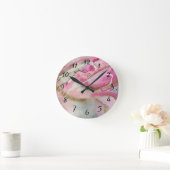 Pastel Pink Abstract Art on Canvass Runde Wanduhr (Zuhause)