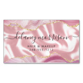 Pastel Pink Agate Gold Glitter Luxury Magnetische Visitenkarte (Vorderseite)