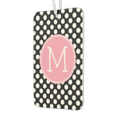 Pastel Pink and Black Polka Dots Custom Monogram Autolufterfrischer (Links)