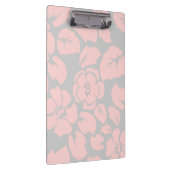 Pastel Pink and Grey Floral Monogram Klemmbrett (Rechts)