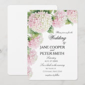 Pastel pink and white hydrangeas Budget Wedding  Einladung (Vorne/Hinten)