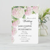 Pastel pink and white hydrangeas Budget Wedding  Einladung (Stehend Vorderseite)