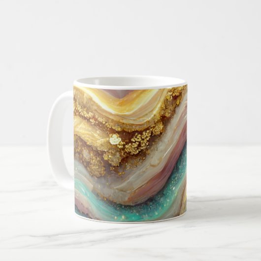 Pastel Pink Aquamarin Agate Geode Stone Kaffeetasse (Vorderseite Links)
