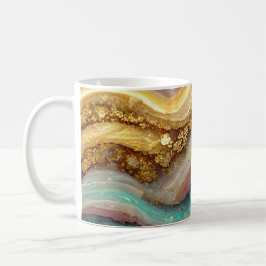 Pastel Pink Aquamarin Agate Geode Stone Kaffeetasse (Links)