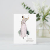 Pastel Pink Art Deco 1920s Mode Illustration Po Postkarte (Stehend Vorderseite)