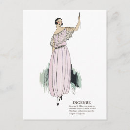 Pastel Pink Art Deco 1920s Mode Illustration Po Postkarte