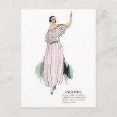 Pastel Pink Art Deco 1920s Mode Illustration Po Postkarte (Vorderseite)