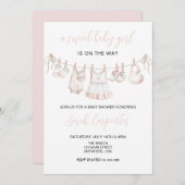 Pastel Pink Baby Clothes Girl Baby shower Einladung (Vorne/Hinten)