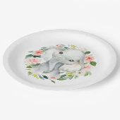 Pastel Pink Baby Elephant Floral Pappteller (Schrägansicht)