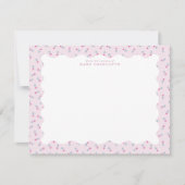 Pastel Pink Baby Floral Wavy Border Note Card Einladung (Vorderseite)