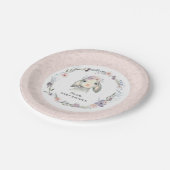 Pastel Pink Baby Lamb Girl Babydusche Pappteller (Schrägansicht)