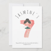 Pastel Pink Ballet Girl 7th Birthday Einladung (Rückseite)