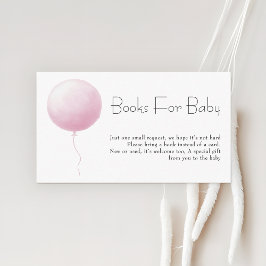 Pastel Pink Balloon Girl Baby Shower Books Request Begleitkarte