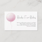 Pastel Pink Balloon Girl Baby Shower Books Request Begleitkarte (Vorderseite)