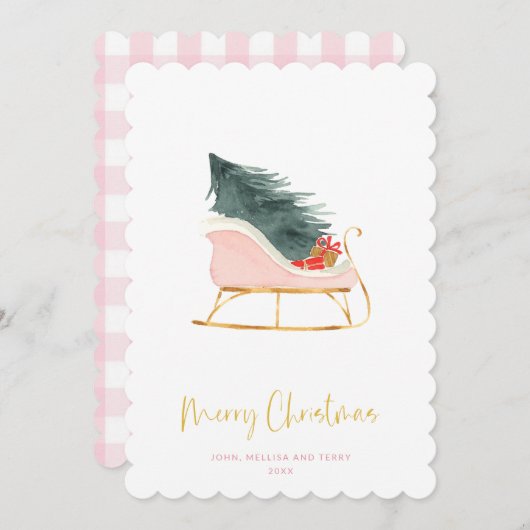 Pastel Pink Bauernhof Karierter Karo Weihnachten (Vorne/Hinten)